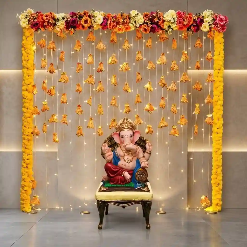 Flower and Tassel Ganesh Decoration